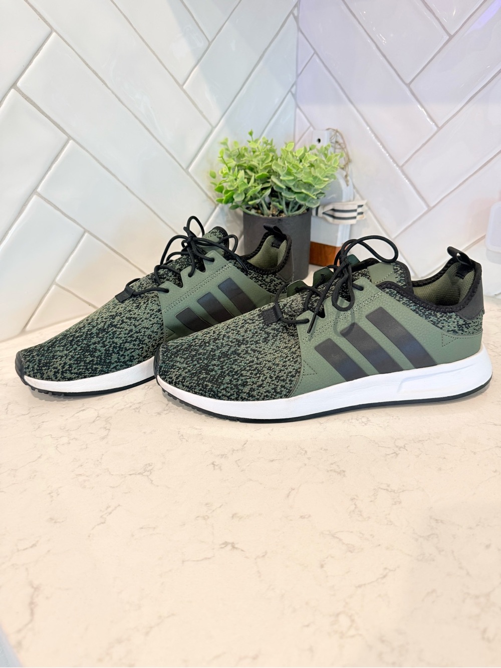 adidas Kids Olive Green and Black Athletic Sneakers